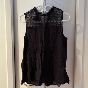 H & M black sheer blouse with lace. size 12
